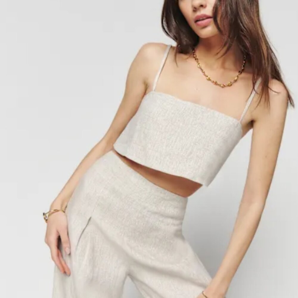 Reformation Petites Cleo Cropped Linen Top & Pants NWT
